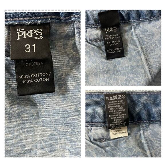 PRPS Women's Tapered Crop Jeans Seamed Denim Gaucho Pants In Light Wash Size 31 - Picture 13 of 16